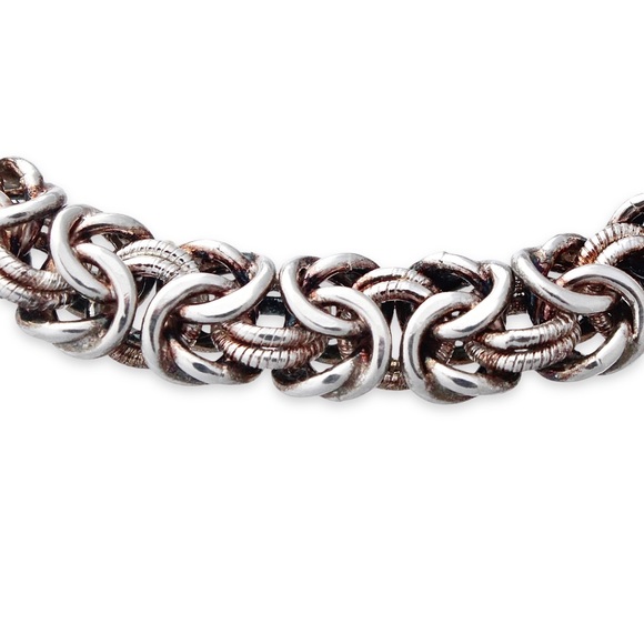 Milor Italy Sterling Silver Byzantine Chain Bracelet Wide Thick Link 925 Estate - Picture 3 of 5